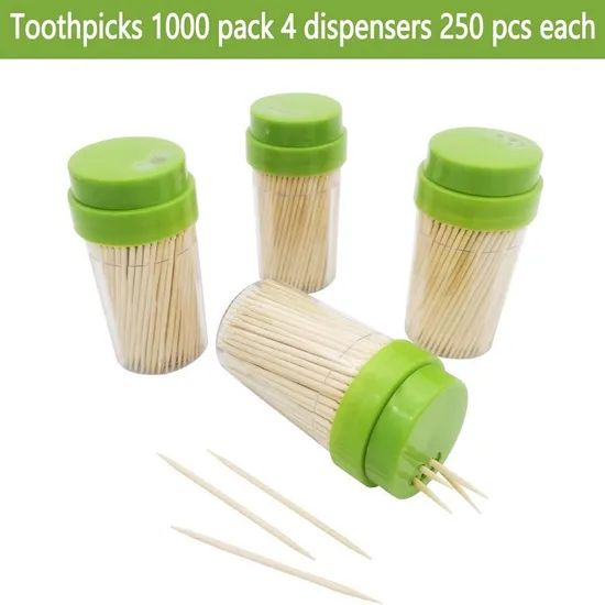 Cello Individual Wrap Bamboo Toothpick with Plastic Jar Dispenser Container Bottle Holder Individual Toothpick