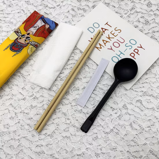 Disposable Plastic Film Chopsticks Set Spoon Tissue Paper Toothpicks Wholesale Custom