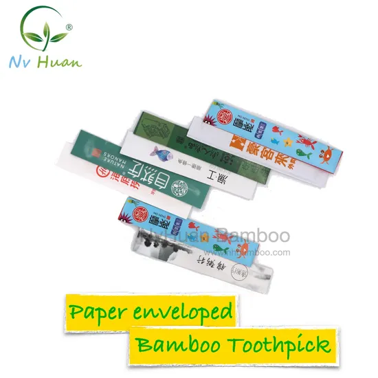 PLA Tableware Individual Paper Wrap Bamboo Toothpick