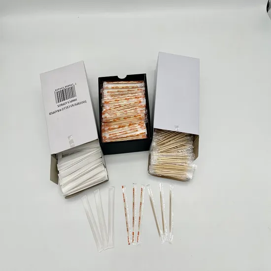 Custom Printed Bamboo Toothpicks, Individually in White Paper Wrap. 