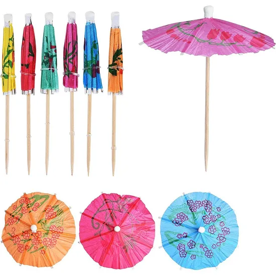 100mm Disposable Toothpicks Cupcake Decoration Wooden Umbrella Toothpicks Picks for Party 