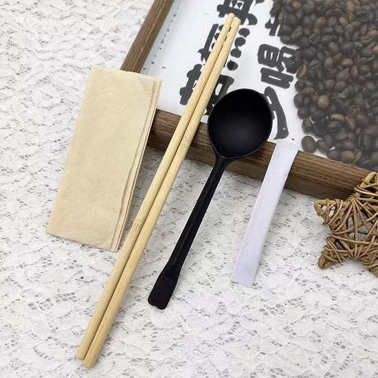 Disposable Frosted Laminated Chopsticks Set Spoon Tissue Paper Toothpicks Wholesale Custom
