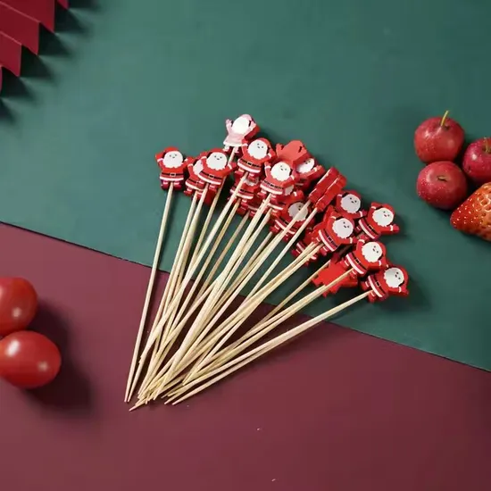 Christmas Festival Decoration Disposable Bamboo Toothpick Wood Sticks 